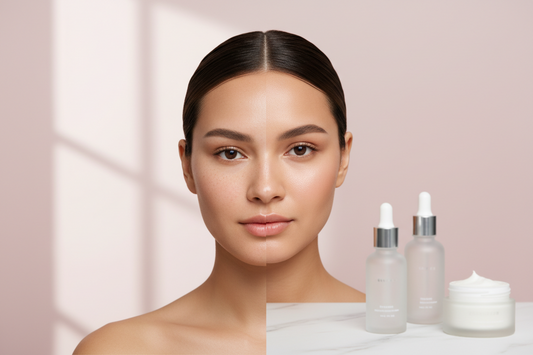 Professional skincare concept showing combination skin zones with balanced T-zone and hydrated cheeks