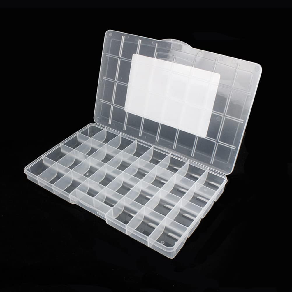32 Grids Clear Plastic Organizer Box, Craft Storage Container for Beads Organizer, Art DIY, Crafts Jewelry Storage, Fishing Tackles, Rock Collection, 1 Pack