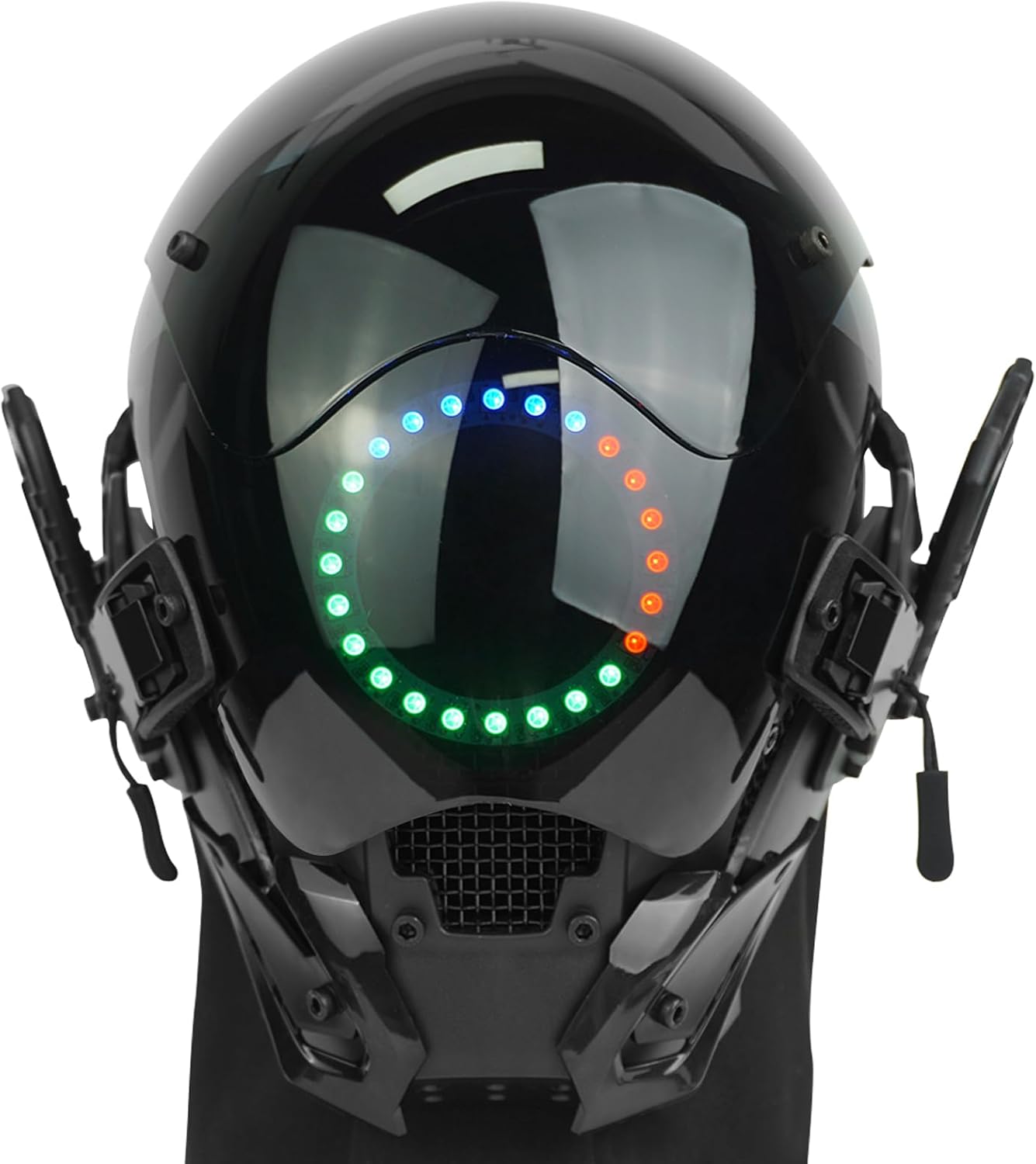 Punk LED Mask with Multicolor Lights, Techwear Helmet for Halloween, Cosplay and Music Festivals