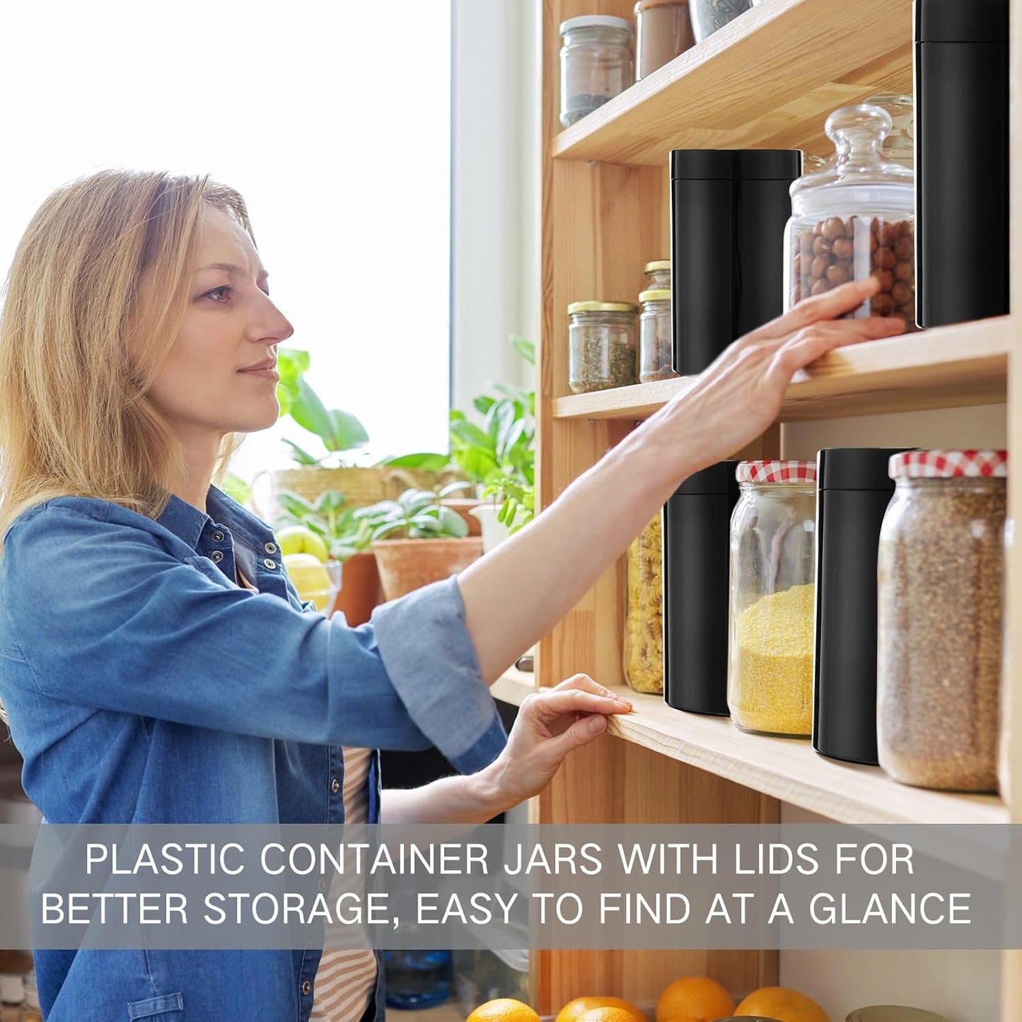 SATINIOR 24 Pieces Empty Clear Plastic Jars with Lids Round Storage Containers Wide Mouth for Beauty Product Cosmetic Cream Lotion Liquid Butter Craft and Food(Black,12 oz)