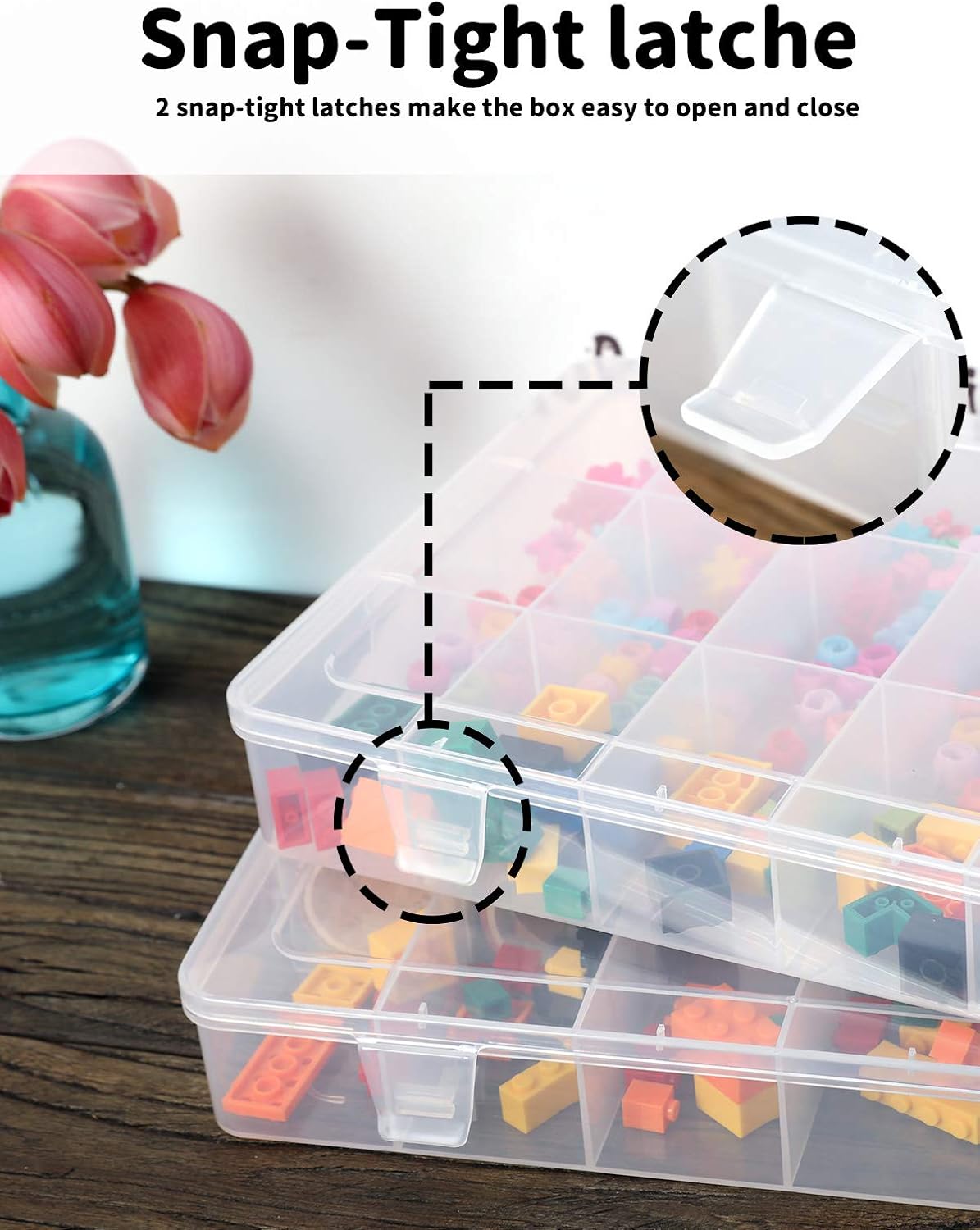 2pack 18 Grids Unadjustable Clear Plastic Organizer Box plastic tray with dividers clear tackle storage containers for snackle jewelry