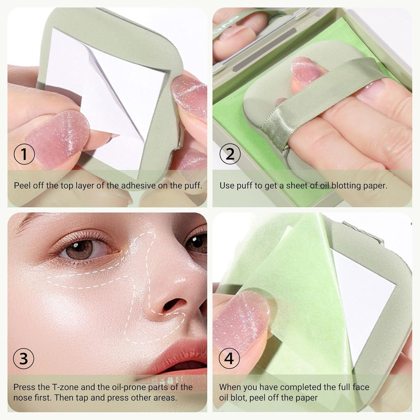 KYDA 200 Sheets Oil Blotting Paper with Mirror and Puff, Refills Included, Face Oil Absorbing Sheets, Oil Control Paper, Absorb Excess Oil, Makeup Friendly
