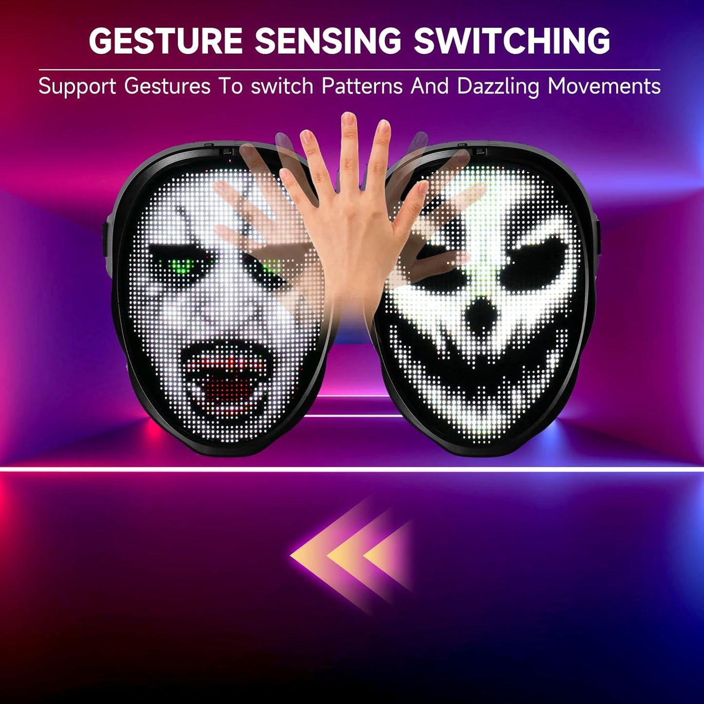 Led Mask with App Controlled,Programmable LED Halloween Mask,Digital Mask for Costume Cosplay Party Masquerade